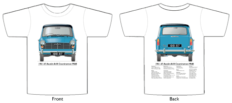 Austin A40 Mk2 Countryman 1961-67 T-shirt Front & Back